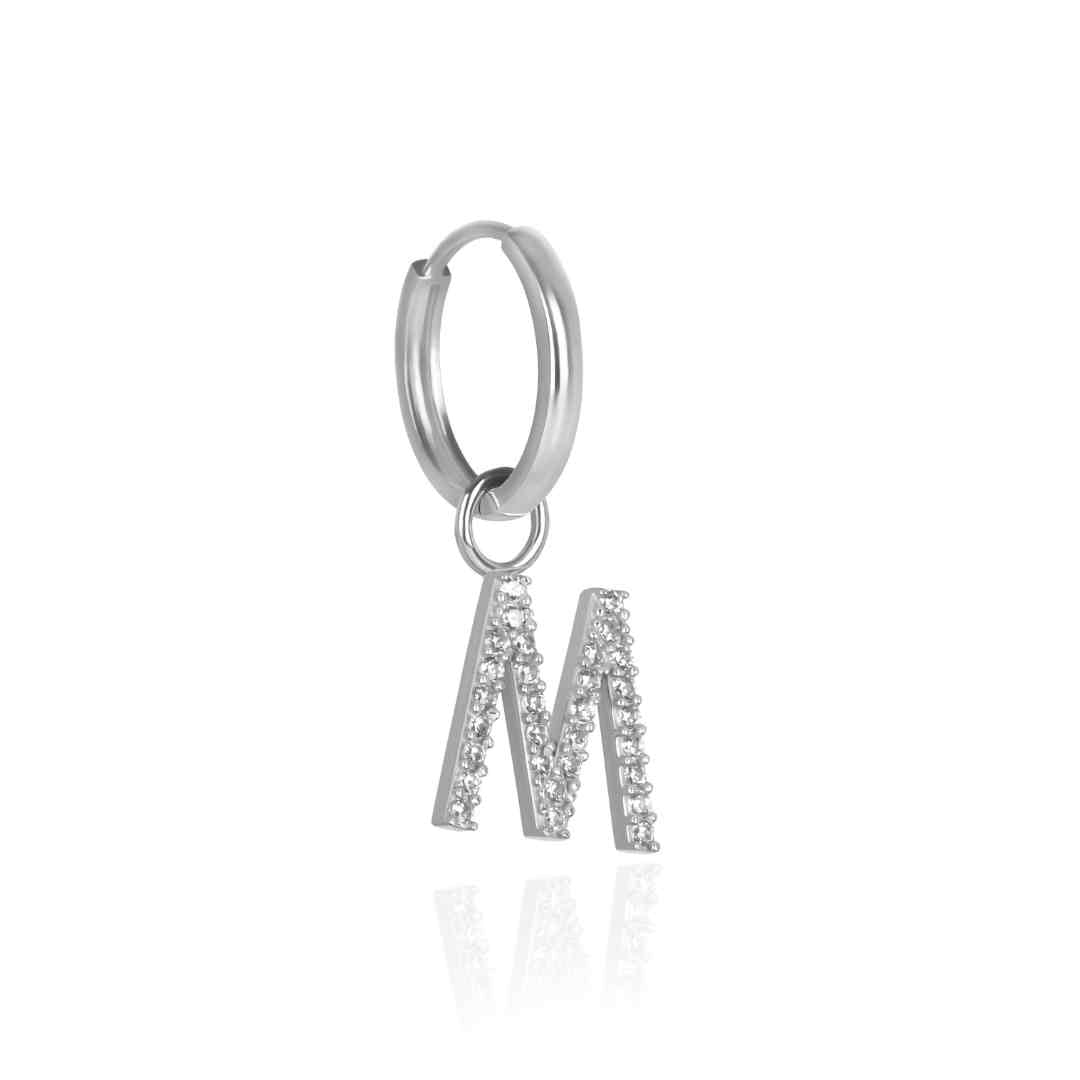 The White Gold Diamond Letter Earrings