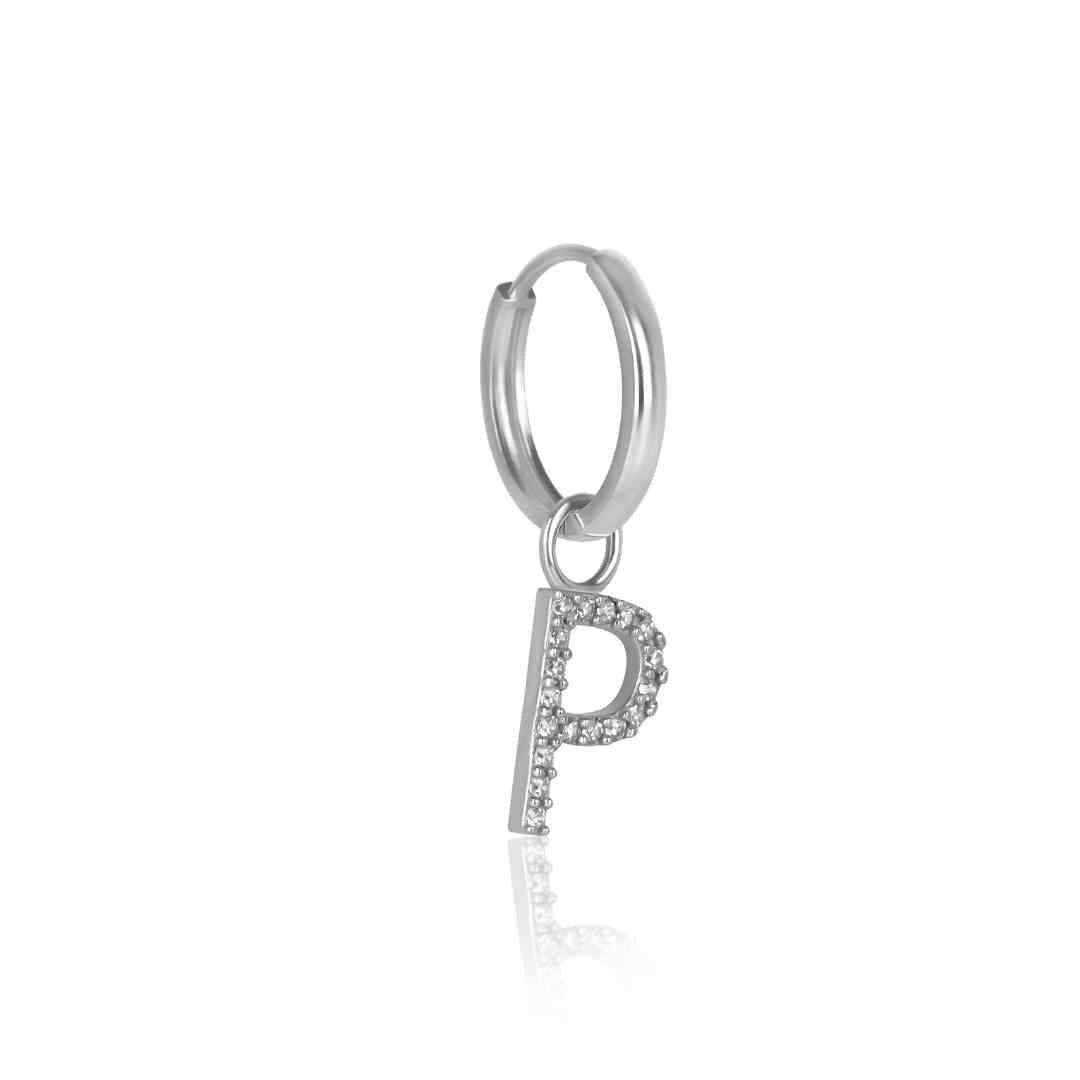 The White Gold Diamond Letter Earrings