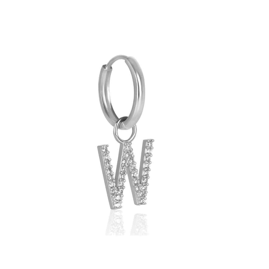 The White Gold Diamond Letter Earrings