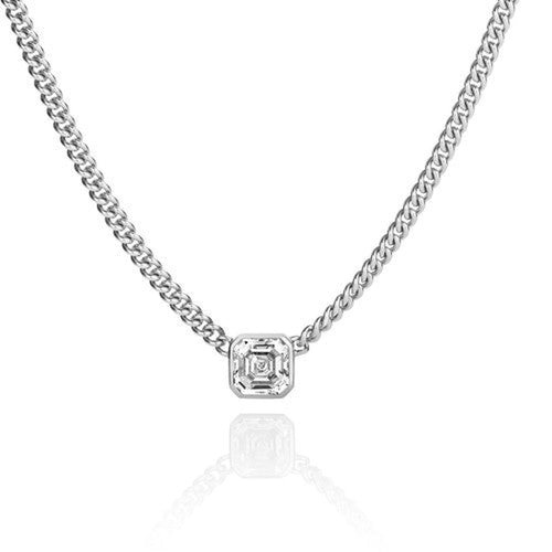Diamond Cushion Pendant Necklace - Nuha Jewelers