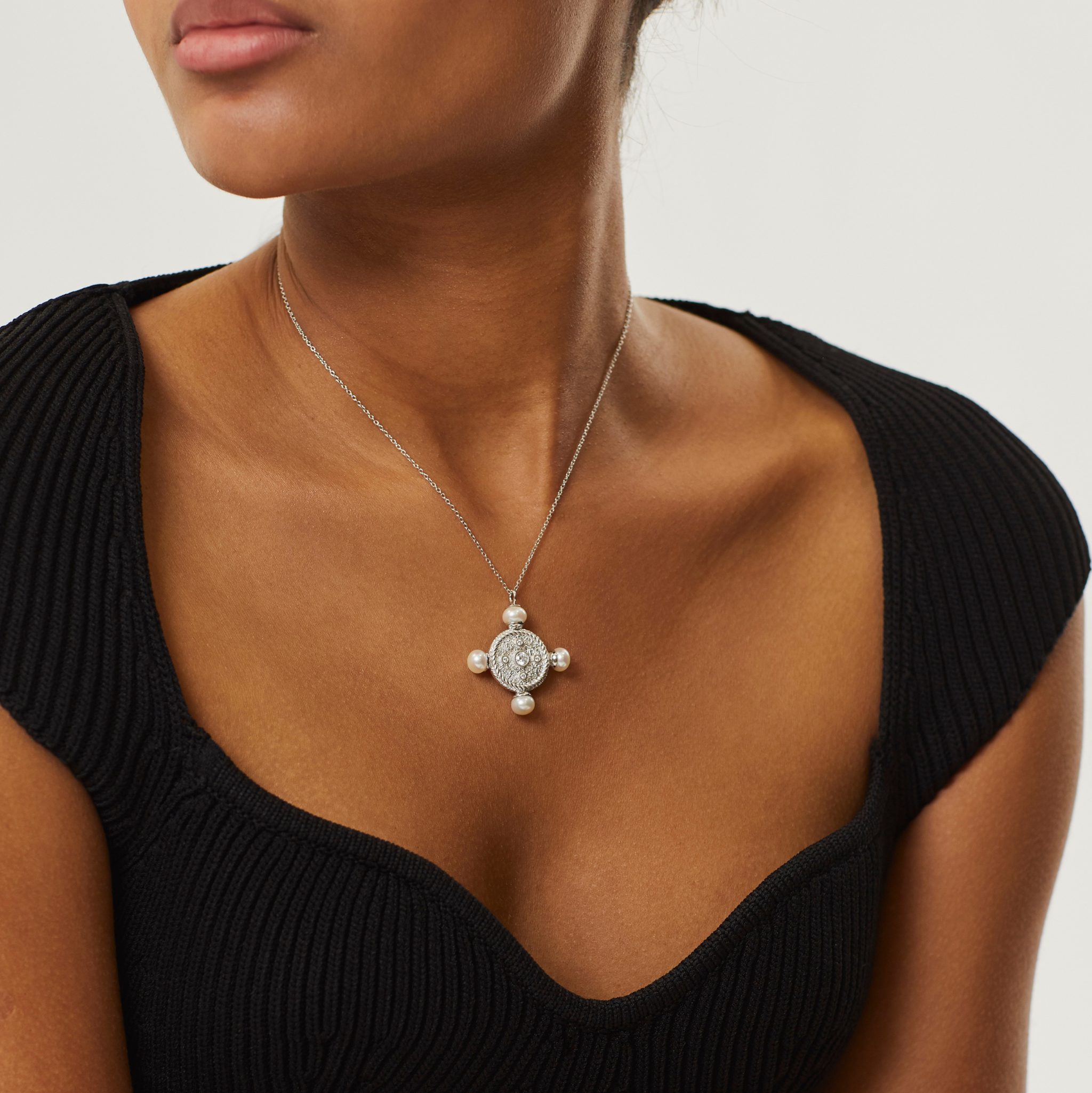 The New Romantics Silver Pearl Necklace